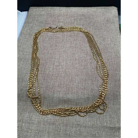 JOAN RIVERS Triple Strand Gold Tone Adjustable Layered Chain Necklace 60” - Picture 6 of 9